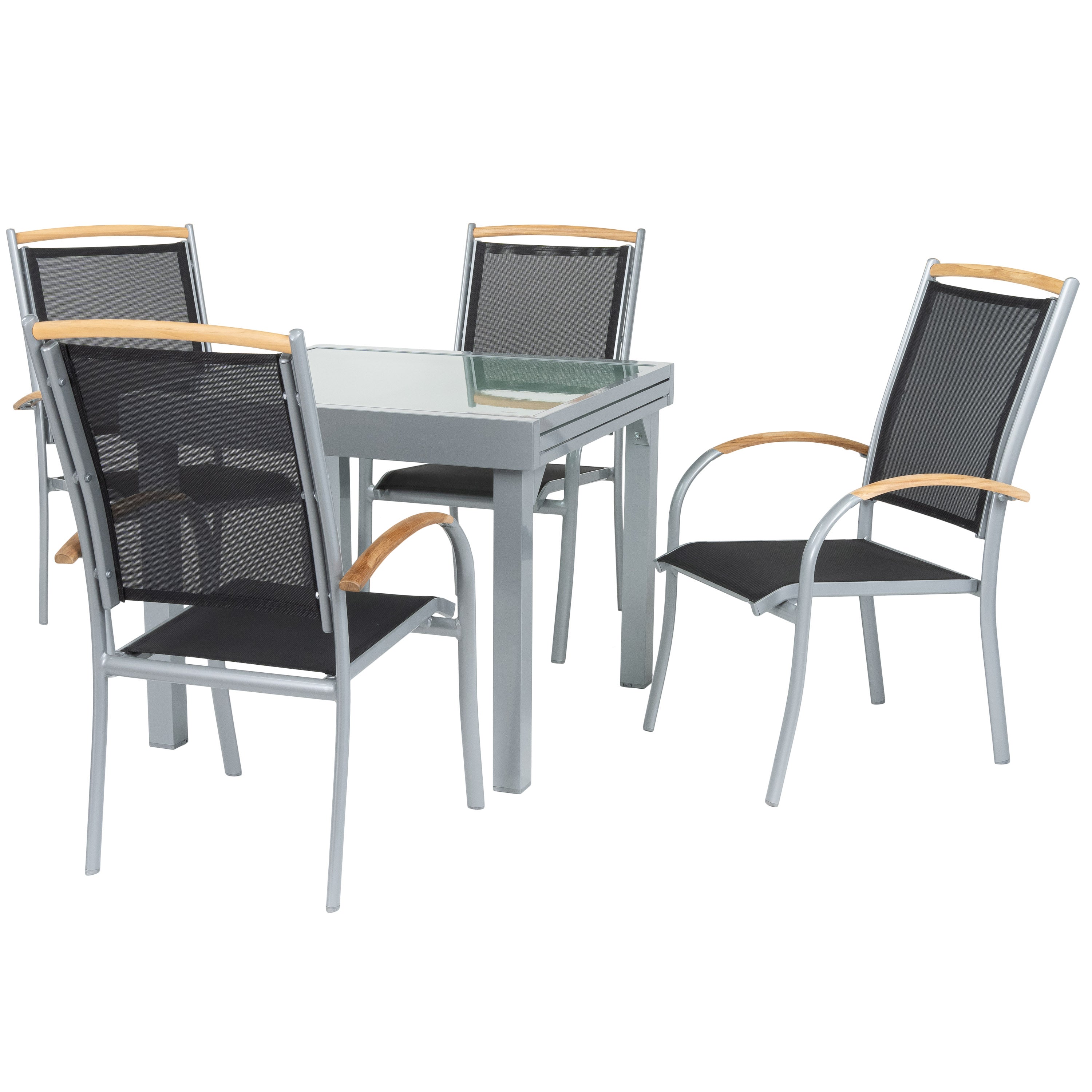 Diplomat Quadro Ausziehtisch 90 - 180 cm silber