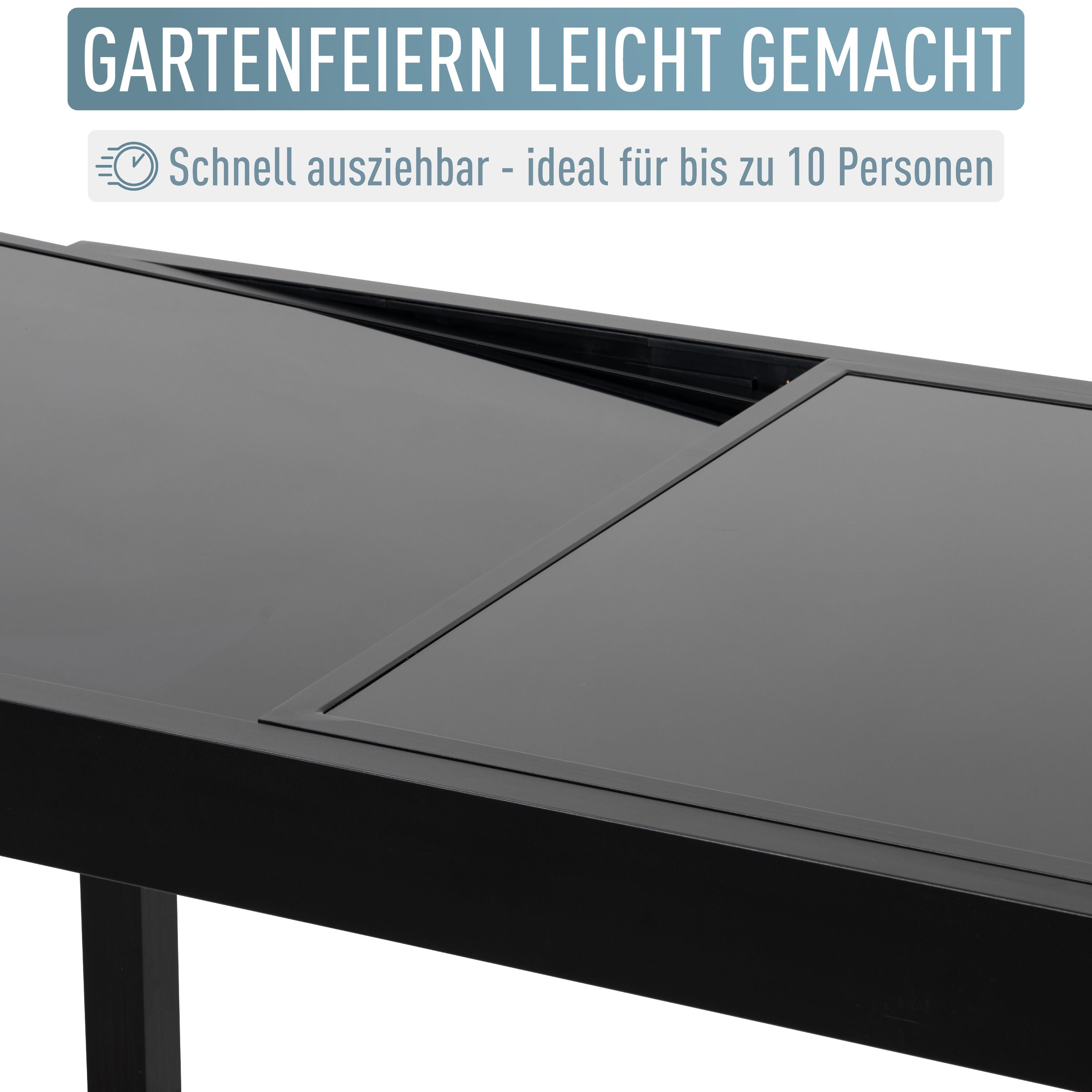 Diplomat Quadro Ausziehtisch 90 - 180 cm schwarz