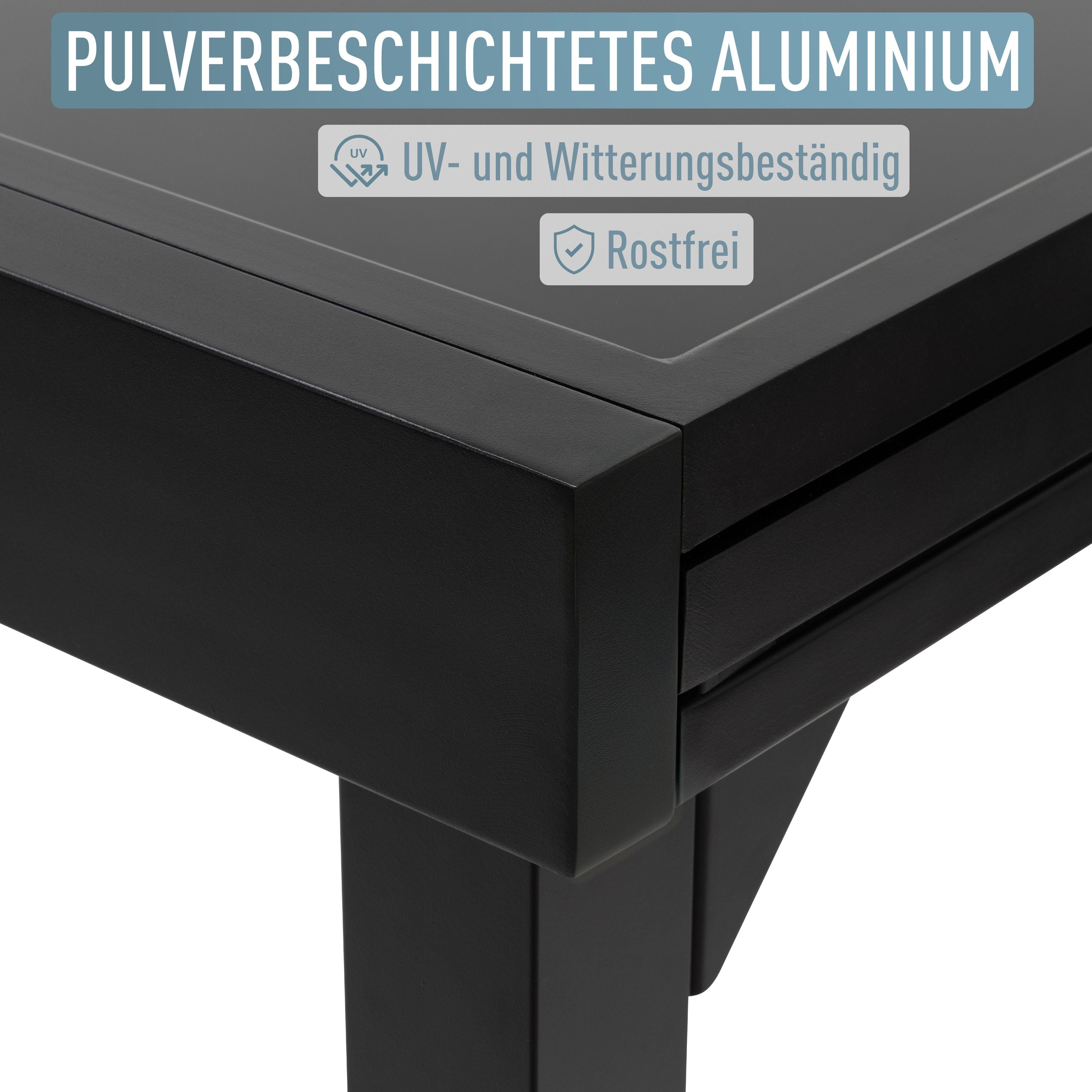 Diplomat Quadro Ausziehtisch 90 - 180 cm schwarz