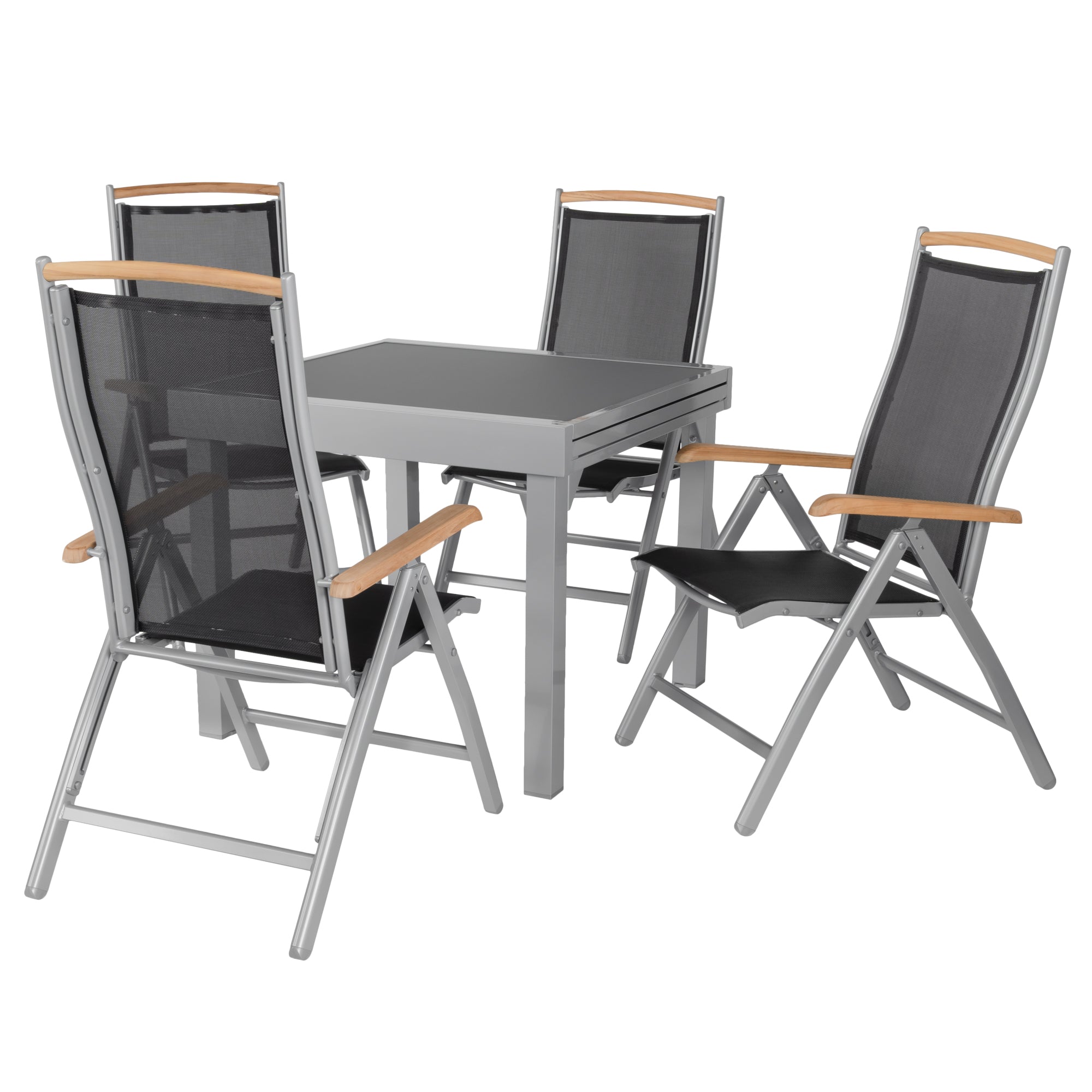 Diplomat Quadro Ausziehtisch 90 - 180 cm Anti Fingerprint silber