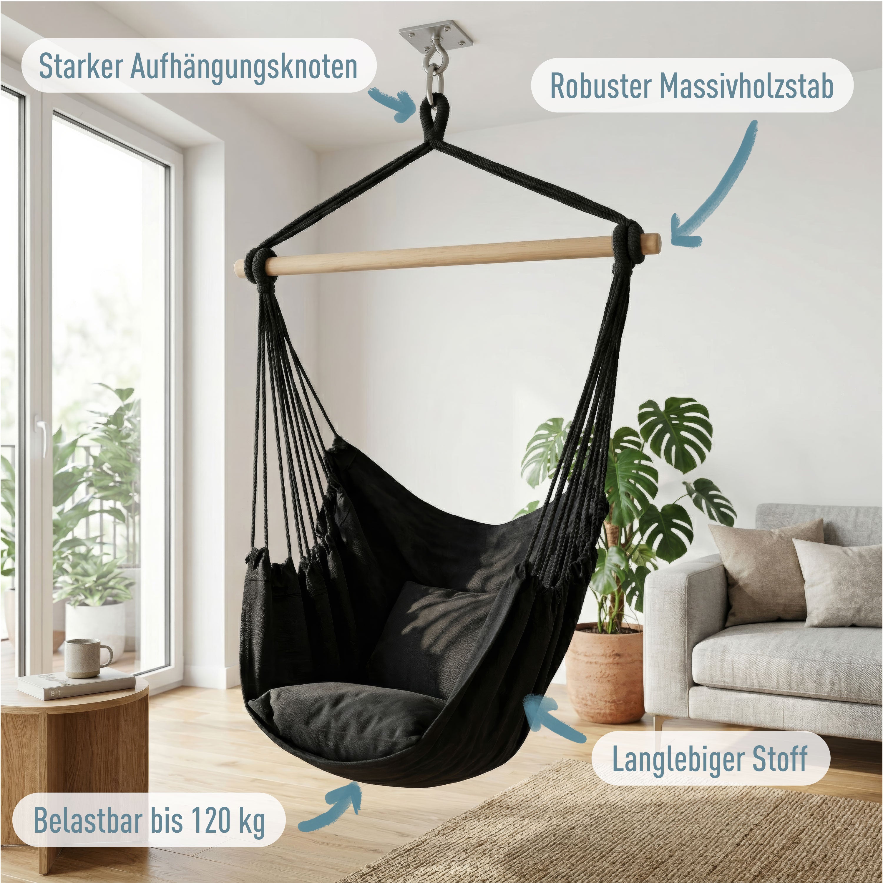 Kalea Hängesessel Schwarz