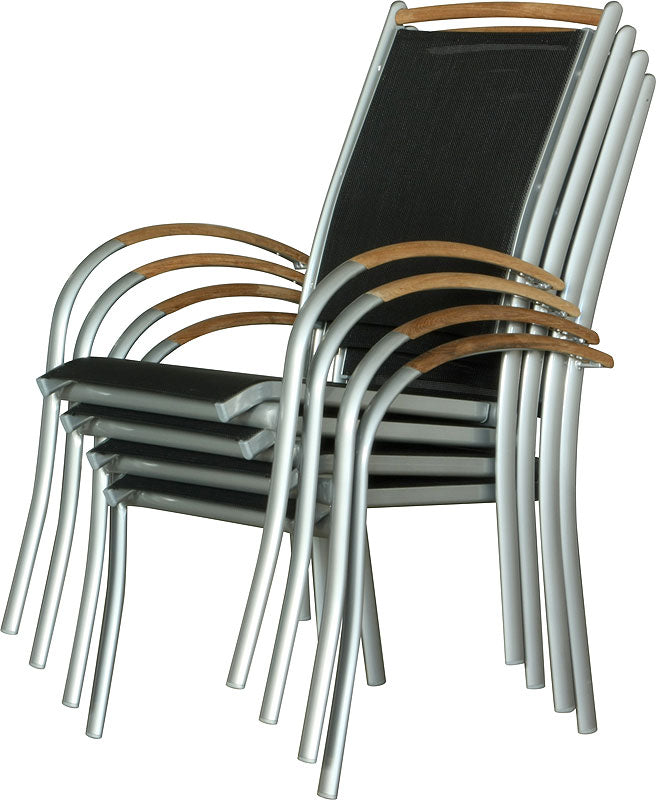 Diplomat Stapelstuhl silber / teak