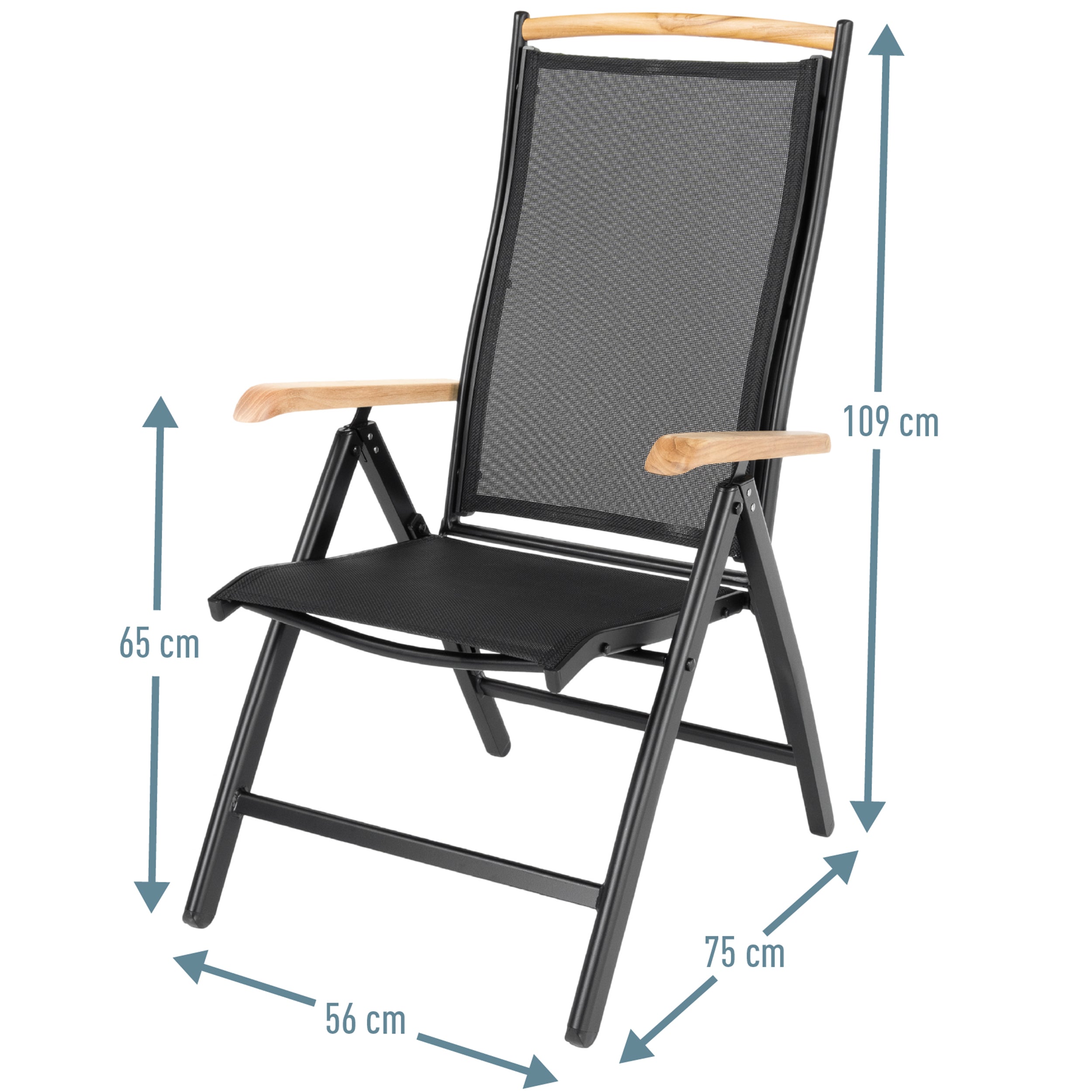 Gartenstühle Diplomat Set Schwarz Teak Holz ib style