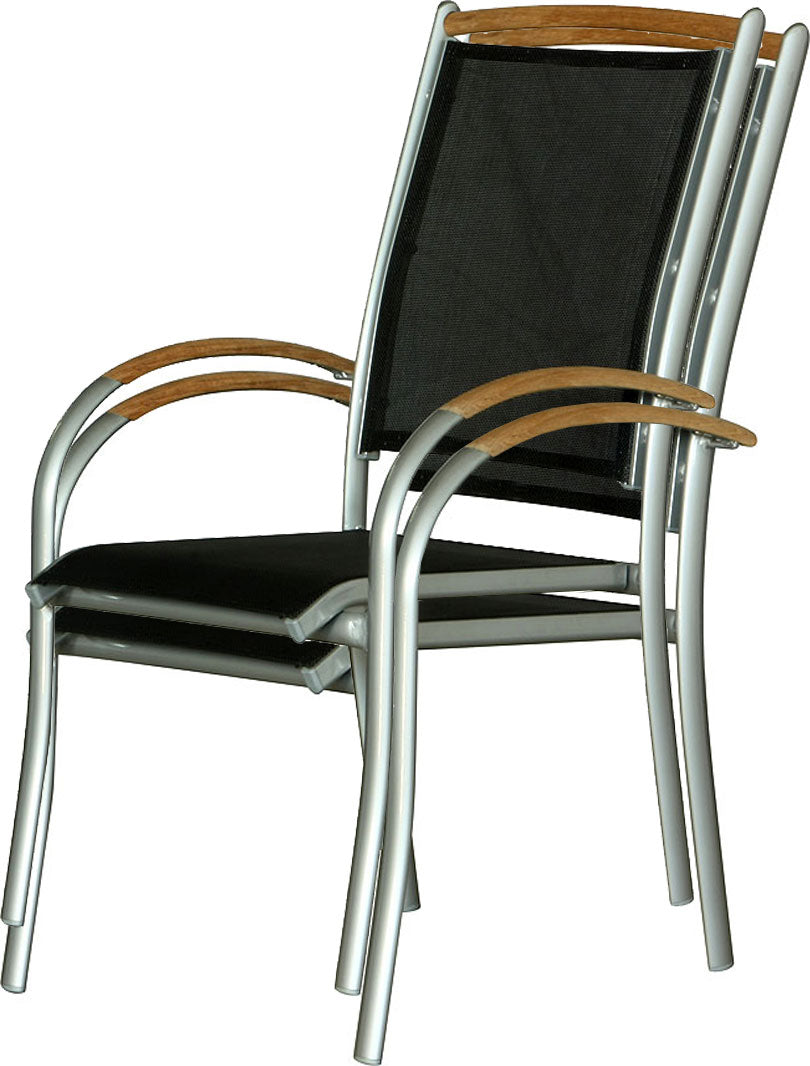 Diplomat Stapelstuhl silber / teak