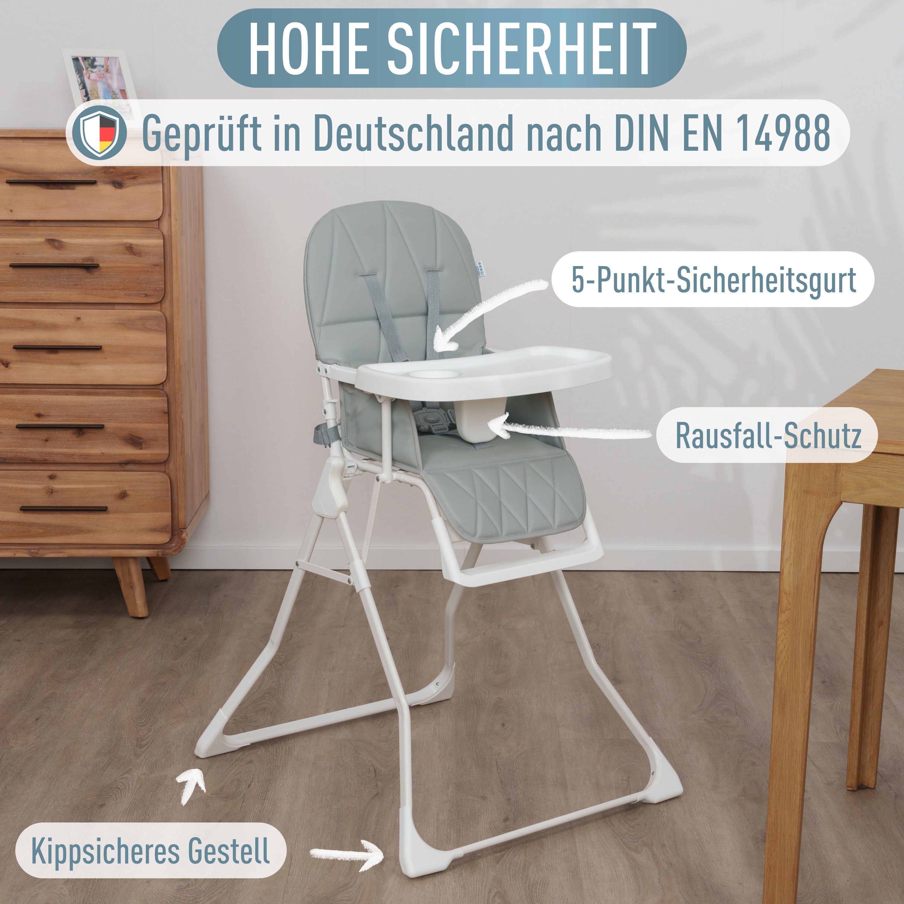 Chaise haute Leno Gris