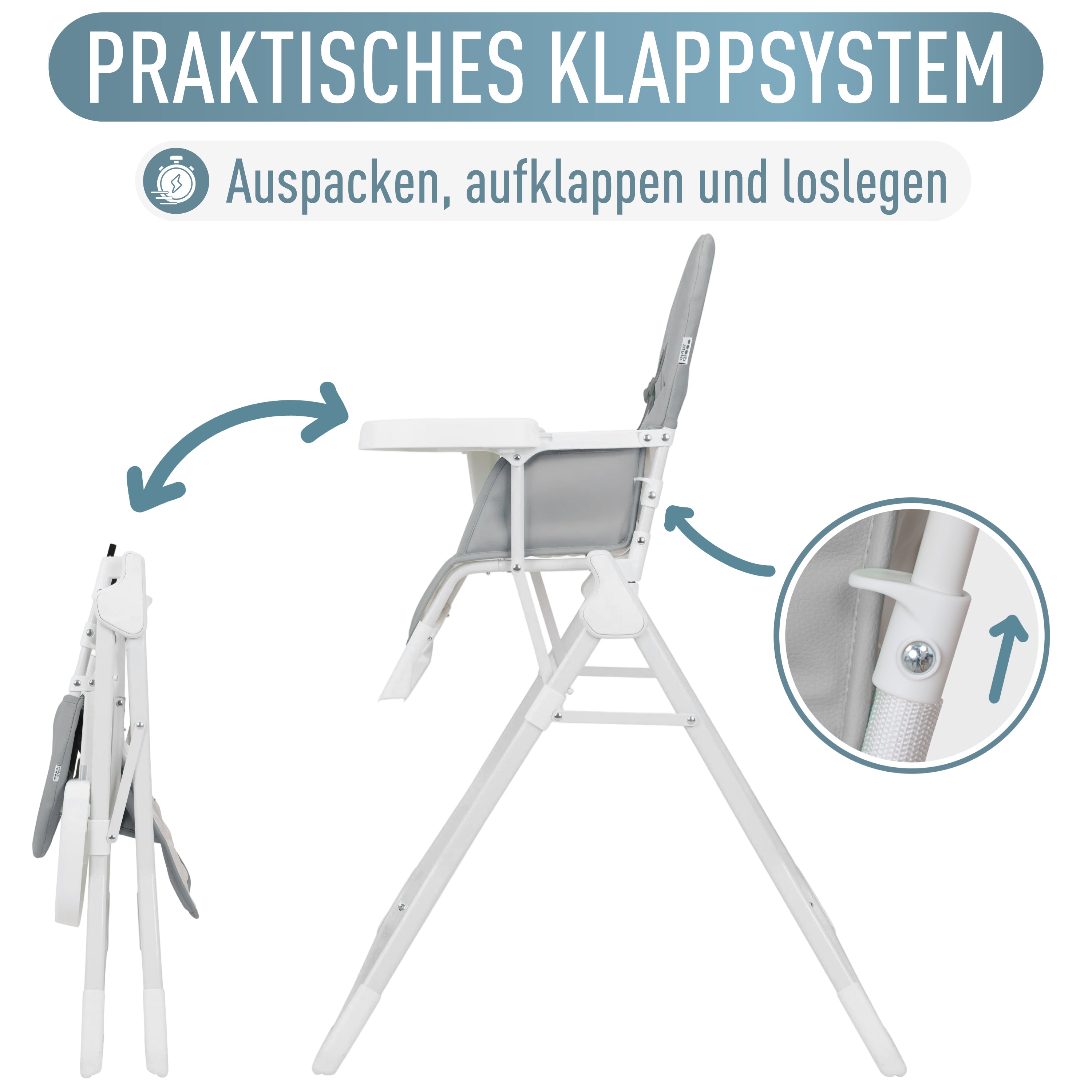 Chaise haute Leno Gris