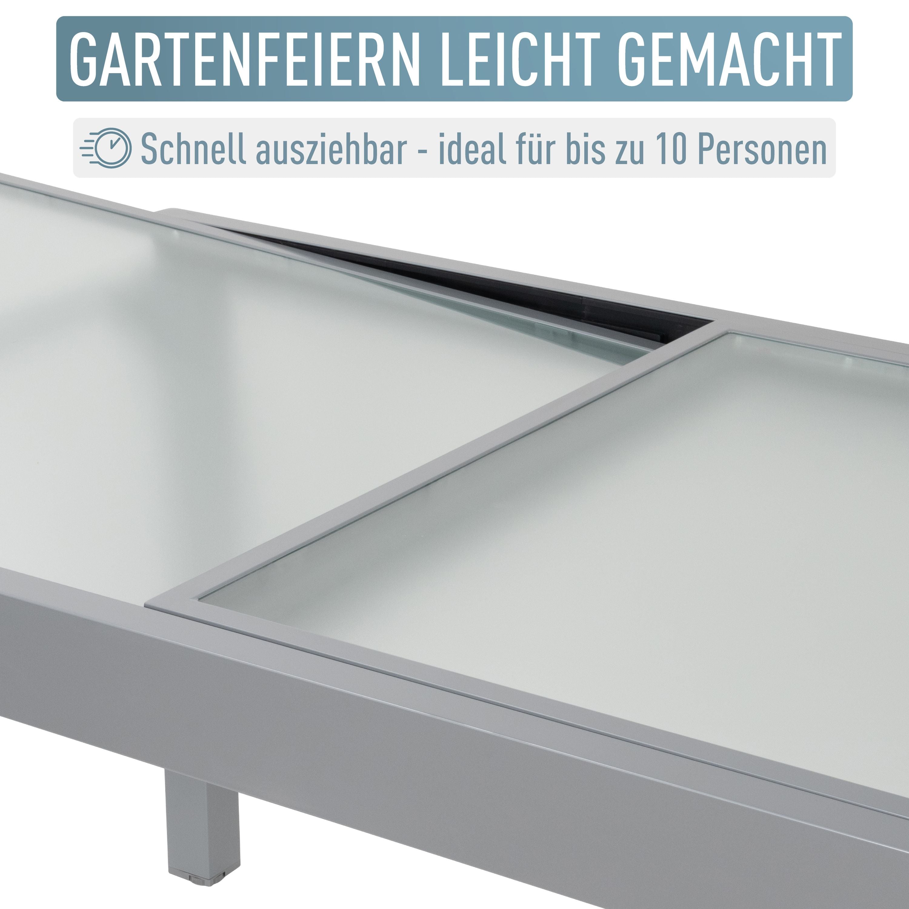 Diplomat XXL Ausziehtisch 135 - 270 cm silber