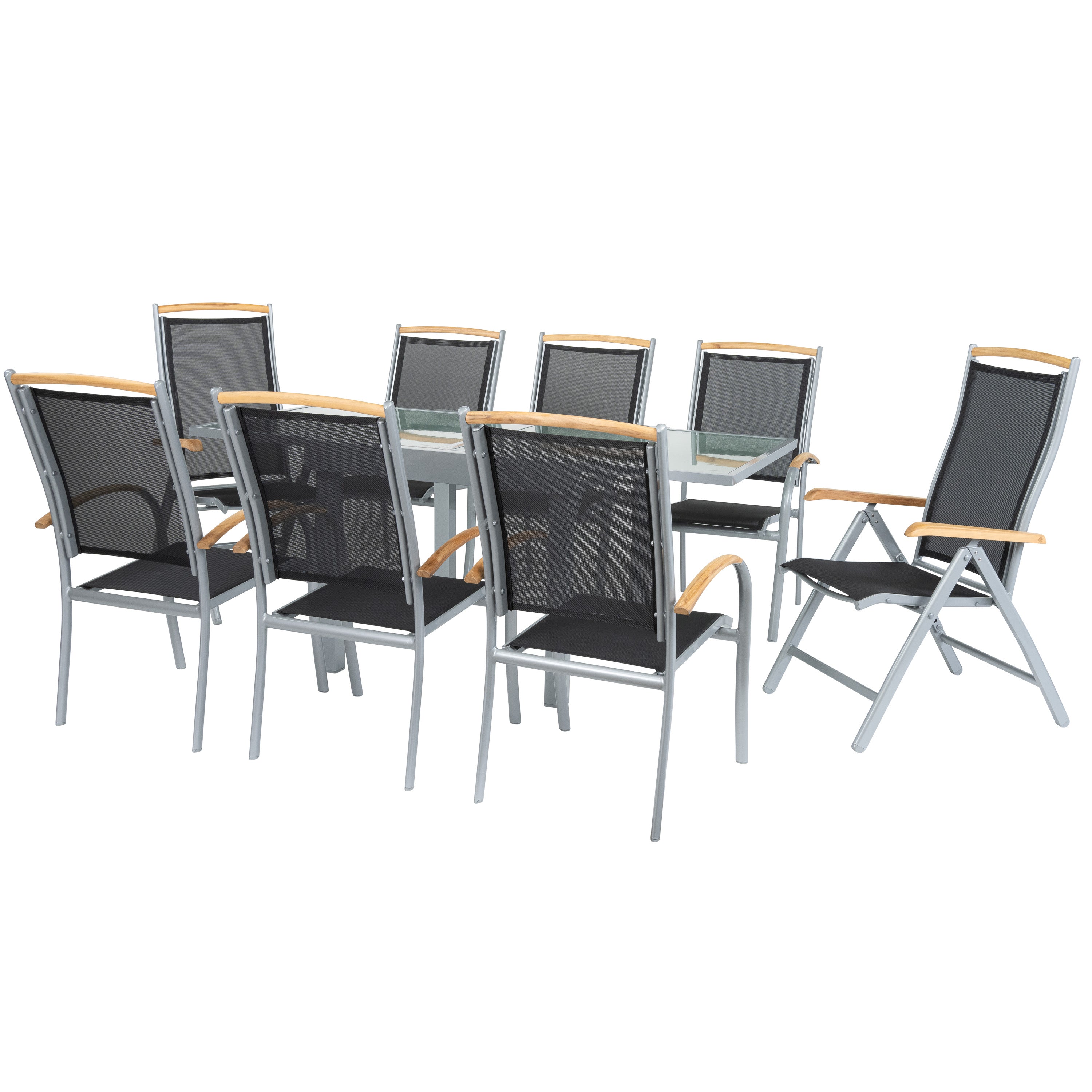 Diplomat Quadro Ausziehtisch 90 - 180 cm silber