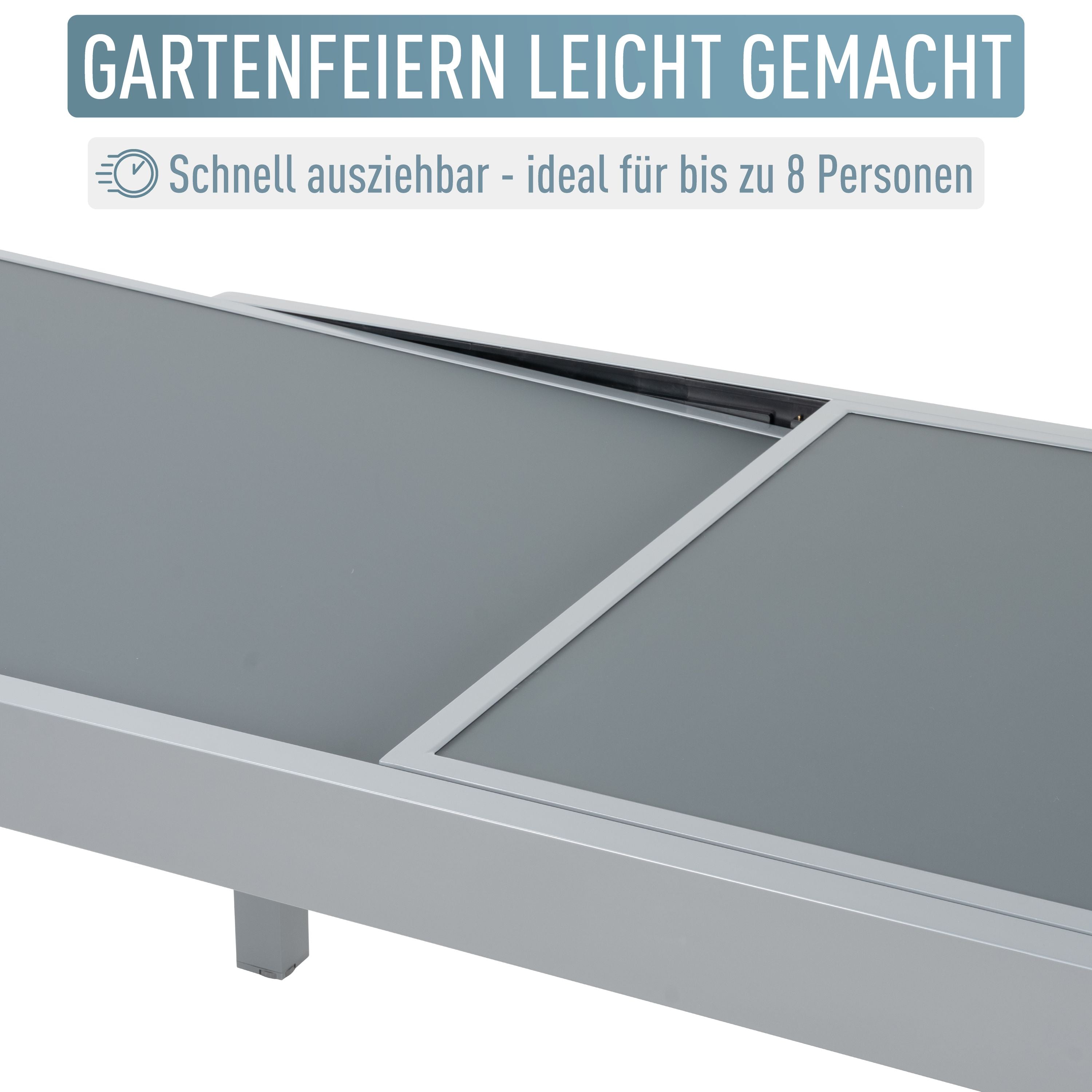 Diplomat Quadro Ausziehtisch 90 - 180 cm Anti Fingerprint silber