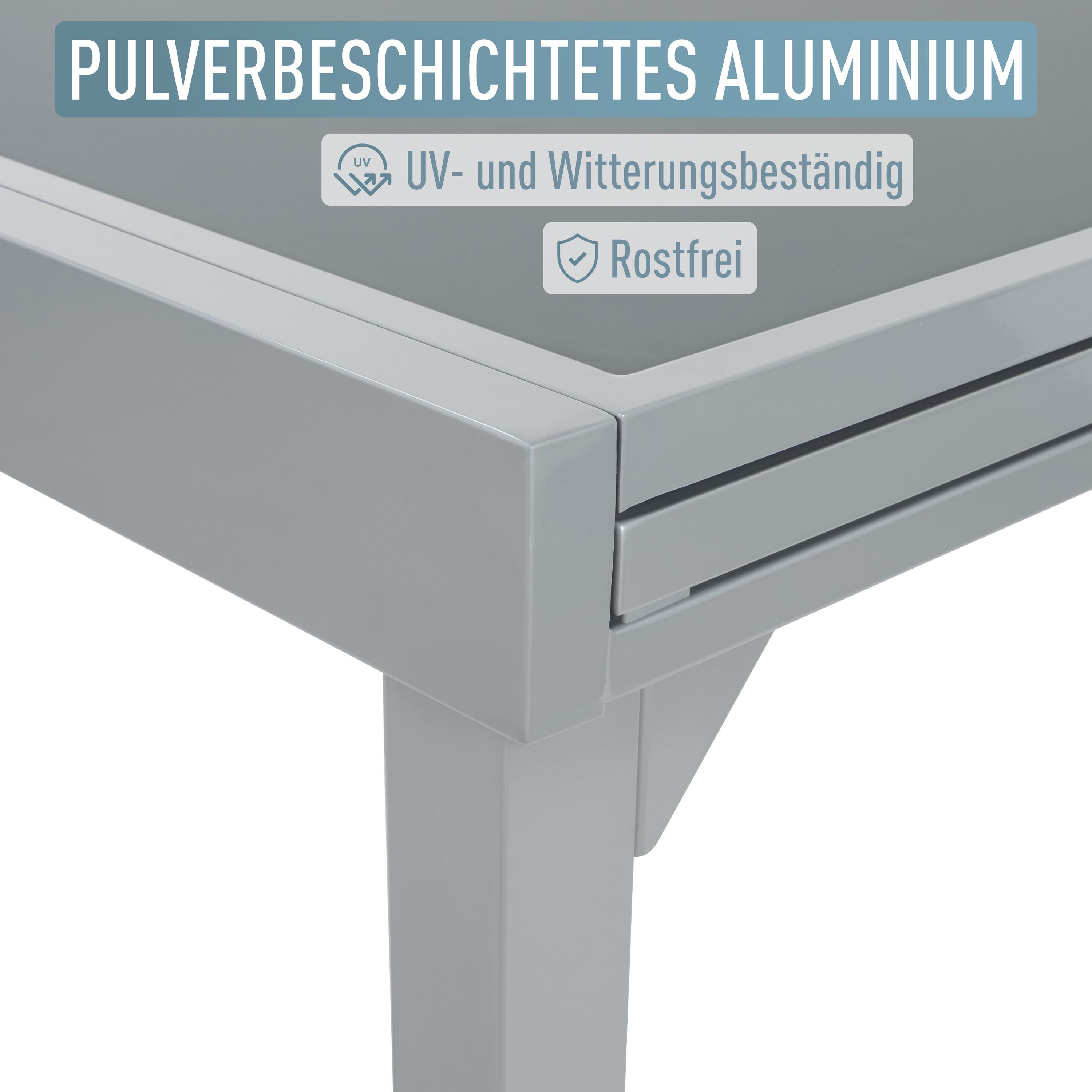 Diplomat Quadro Ausziehtisch 90 - 180 cm Anti Fingerprint silber