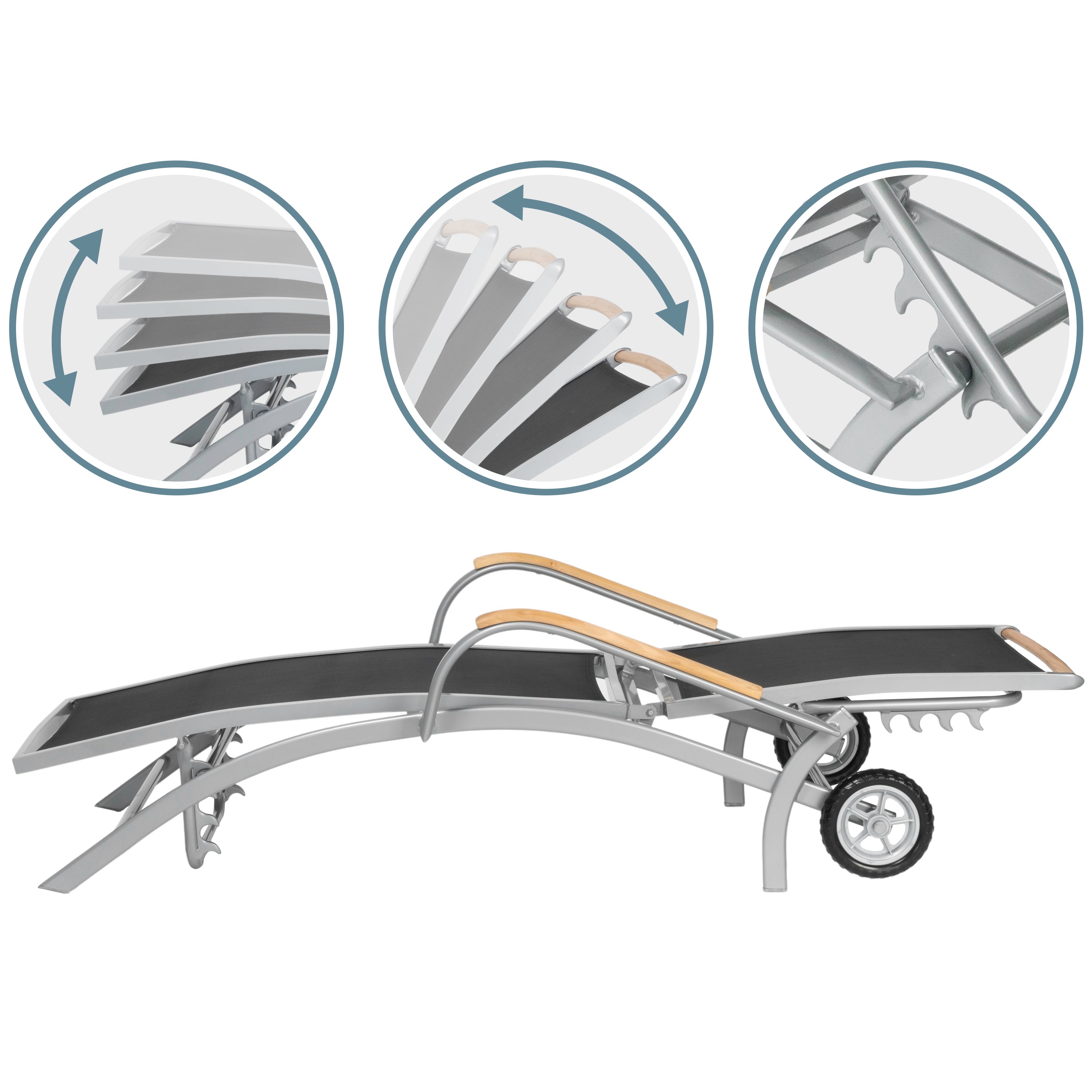 Gartenliege Diplomat Silber Rollbar