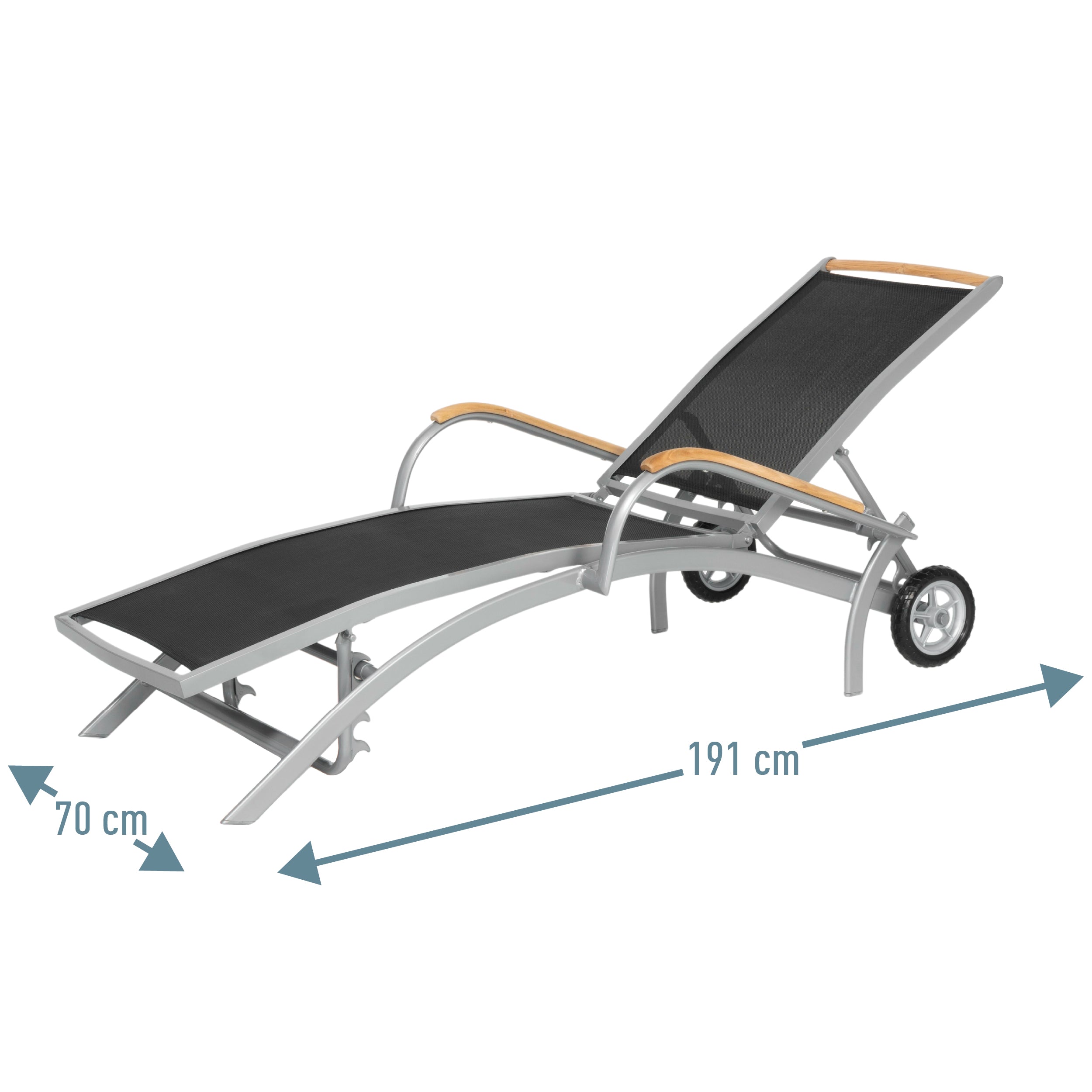 Gartenliege Diplomat Silber Rollbar