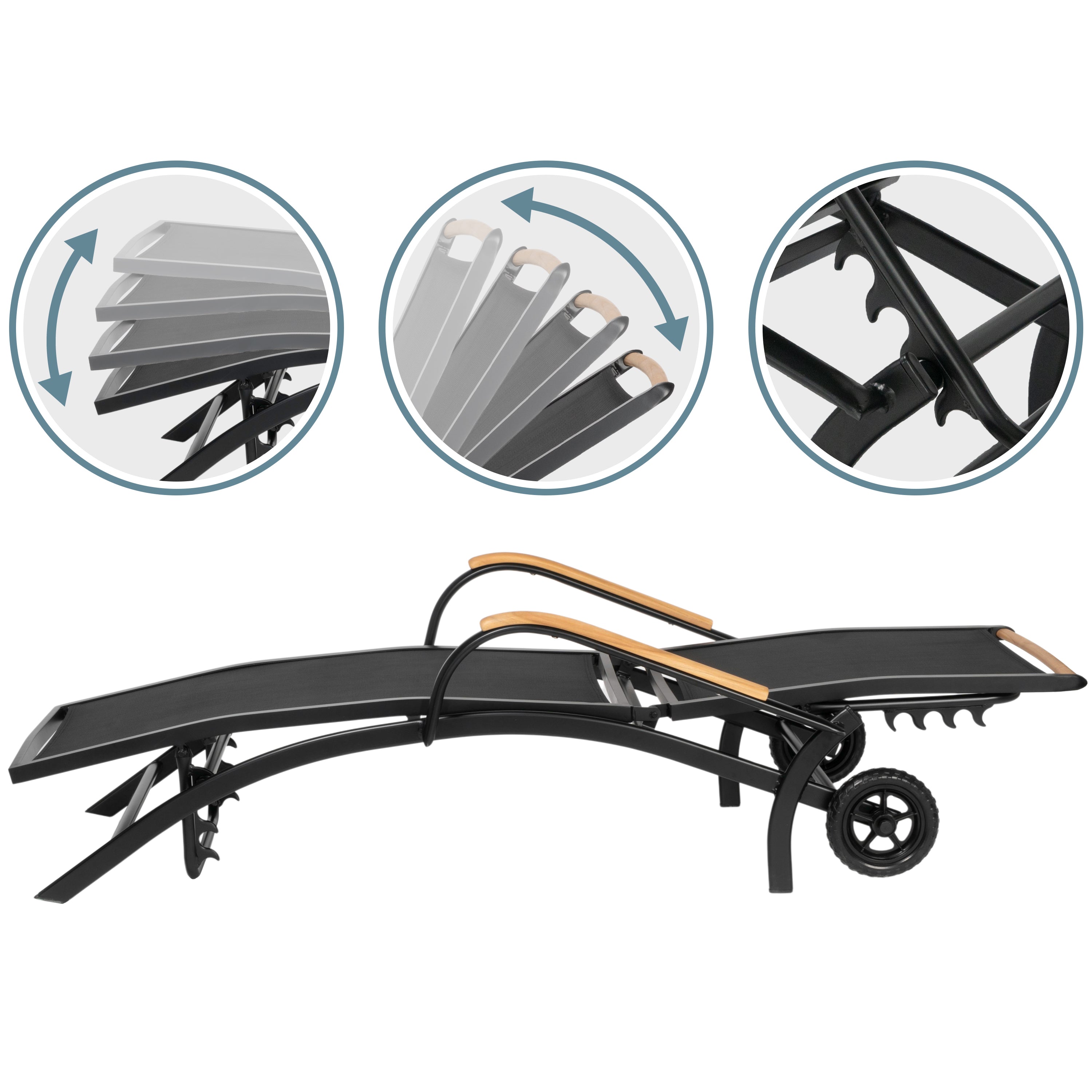 Gartenliege Diplomat Schwarz Rollbar