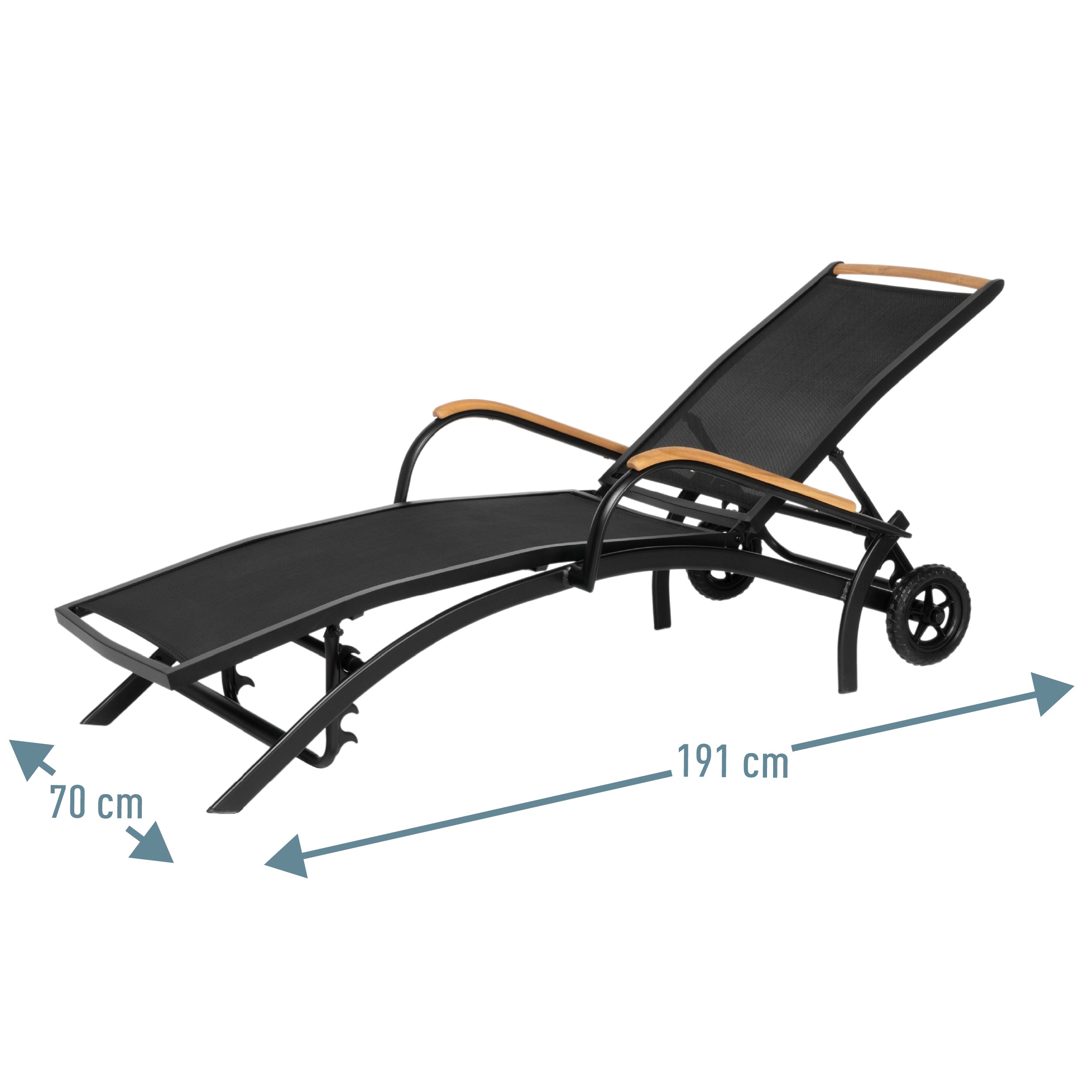 Gartenliege Diplomat Schwarz Rollbar