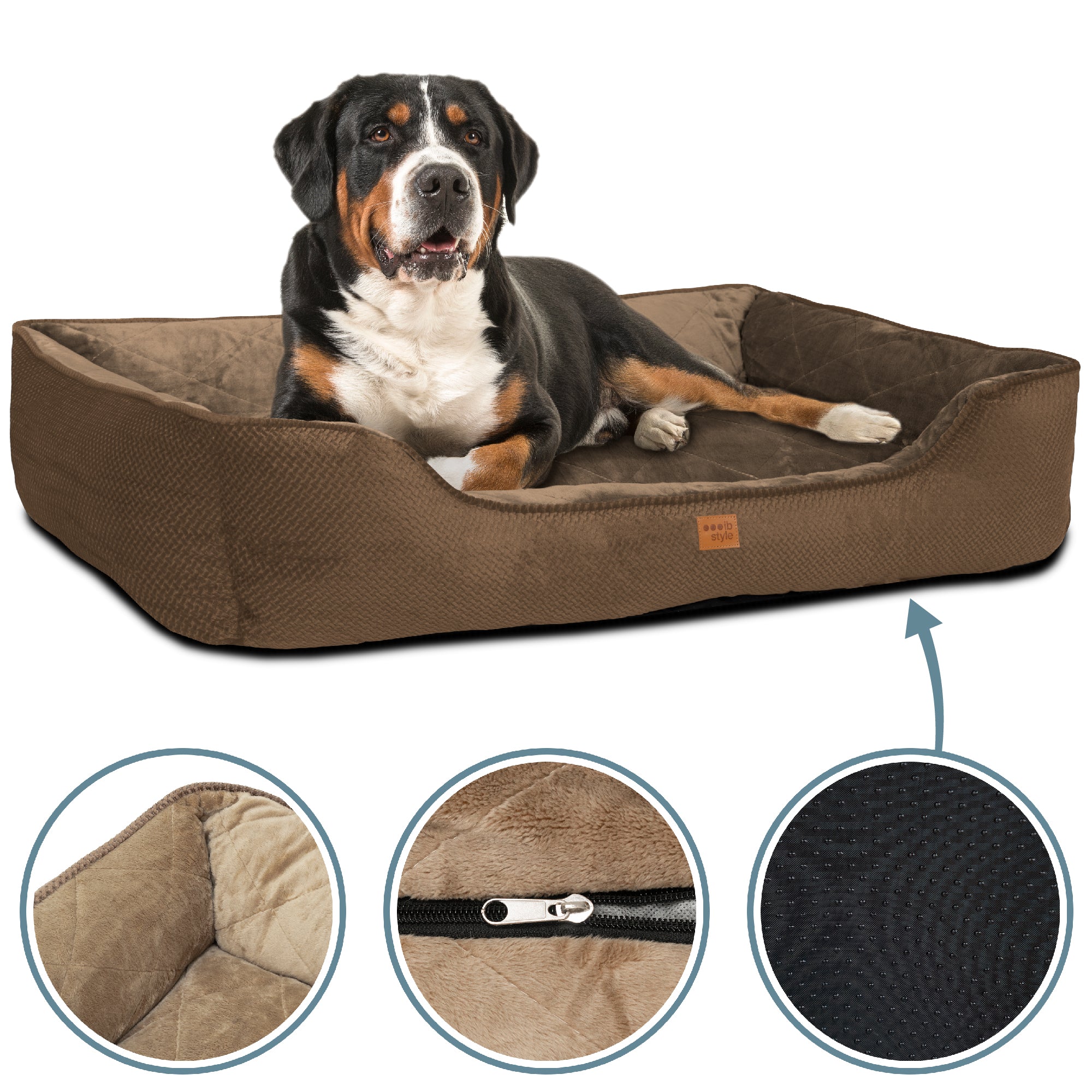 Hundebett Milo XL 115 x 90 cm Braun