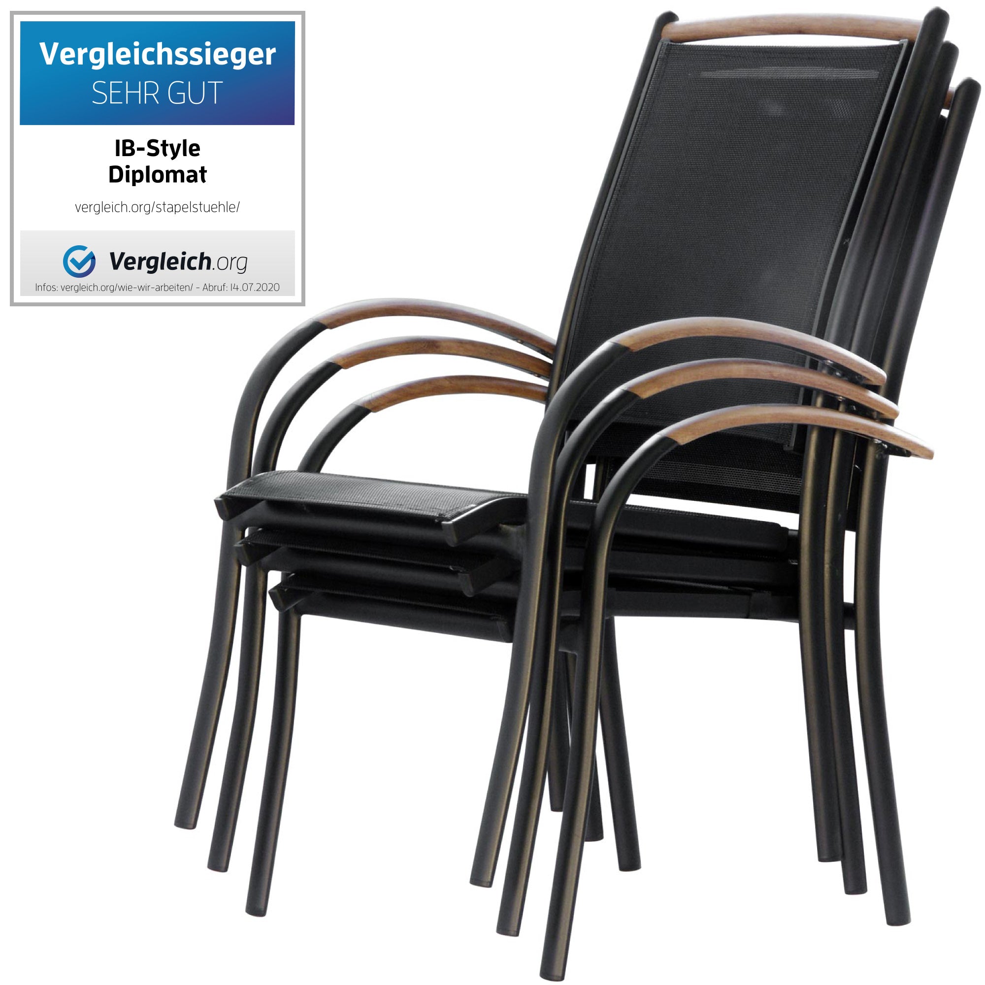 Diplomat Stapelstuhl schwarz/teak