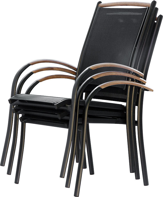 Diplomat Stapelstuhl schwarz/teak