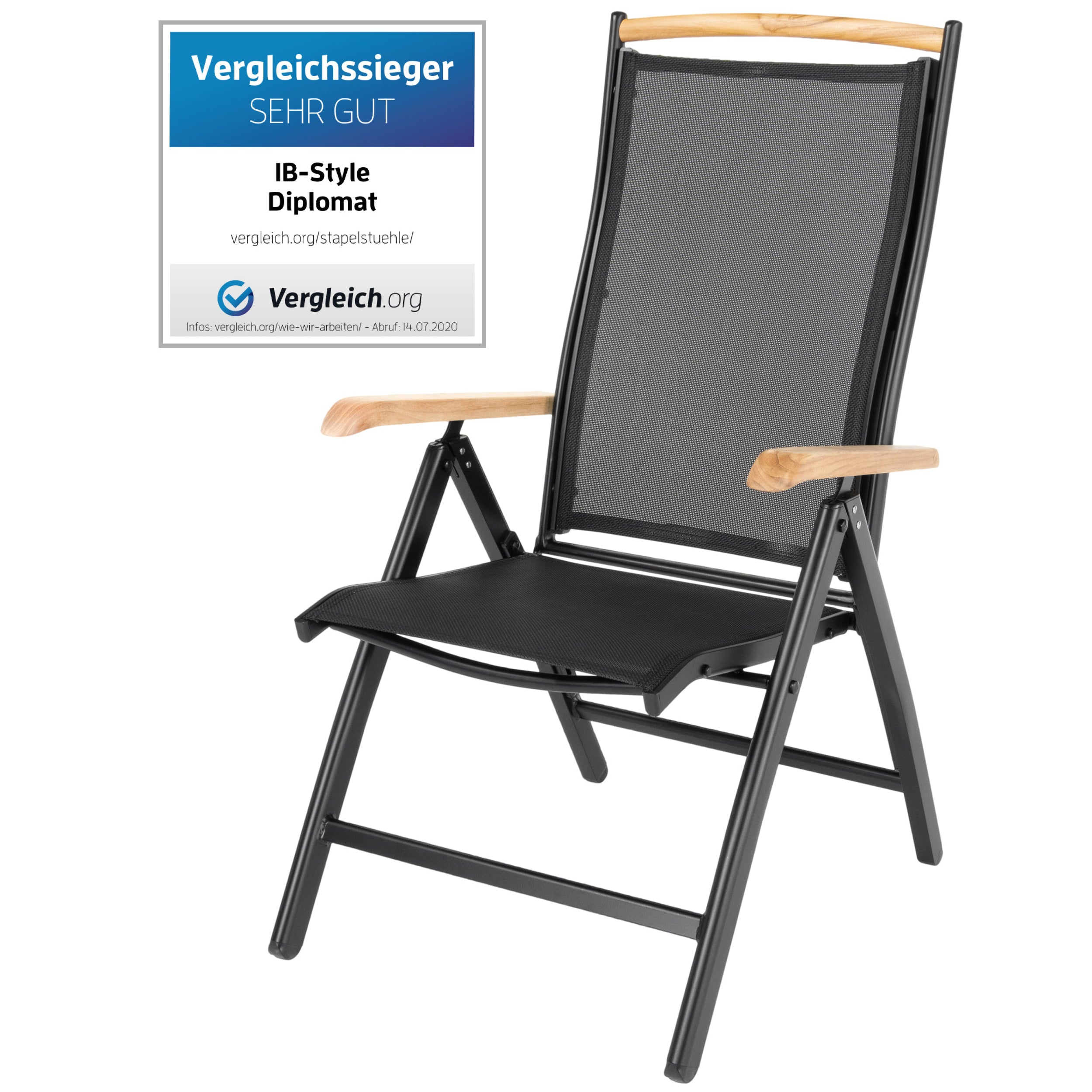 Gartenstühle Diplomat Set Schwarz Teak Holz ib style